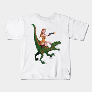 Girl Riding Dinosaur Kids T-Shirt